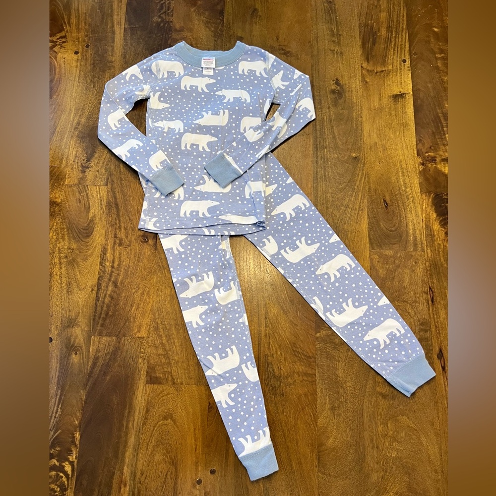 Hanna Andersson Light Blue Polar Bear Pajama Set Size 6-7